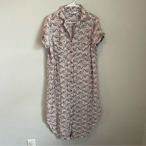 Sonoma Purple Aztec Button-Up Midi Dress Size Medium